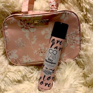 Travel makeup bag and bonus dry shampoo